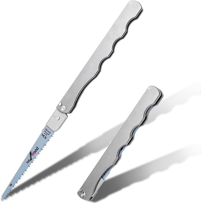 Titanium Folding Hand Saw, 13 Inch Camping Saw Heavy Duty High Carbon Steel Blade for Wood Cutting, Tree Trimming and Gardening