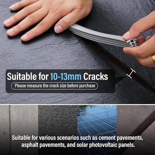 Flexible EPDM Rubber Strip (50 ft Long & 1/2" Wide) for Concrete Crack Repair and Replacement, Flexible Rubber Expansion Joint Filler, Weather and Aging Resistant for Sidewalks, Driveway