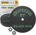 GYROS 1.75” Mini Resin Cut-Off Wheels for Rotary Tools, 12 Double Fiberglass Reinforced Cutting Discs, ST Materials Like Titanium, Carbon; Dremel Cutting Tool Accessory. Made in USA 11-41702/12
