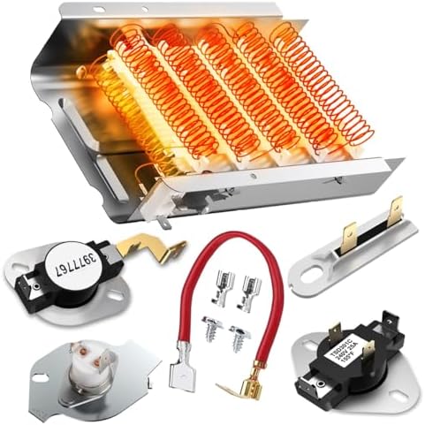 2026 UPGRADE 279838 Dryer Heating Element for Whirlpool Kenmore Roper Maytag Amana Admiral Dryer Heating Element Part Thermostat Thermal Fuse medx655dw1 500 600 70 80 Series Model 110 Dryer Part