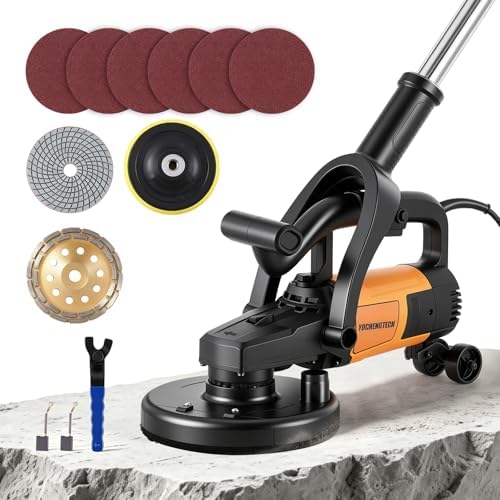 YUCHENGTECH 7 Inch Concrete Floor Grinder with Dust Extraction Shroud 3800W