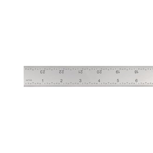 PEC Tools 24 Inch Rigid Metal Ruler, Satin Chrome Finish, 3R Graduation (1/32",1/64",1/10",1/50"), Made in USA