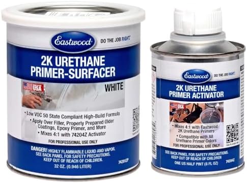 Eastwood 2K Urethane Primer Paint Surfacer White Quart and Activator Kit