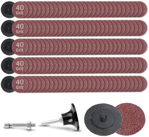 150Pcs 2 inch R-Type Quick Change Aluminum Oxide Surface Conditioning Sanding Discs Set 40 Grit with Adapter & Backing Pad
