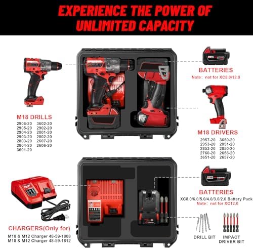 LOTOCASE Case for Milwaukee Drill M18 Impact Driver Waterproof Storage box
