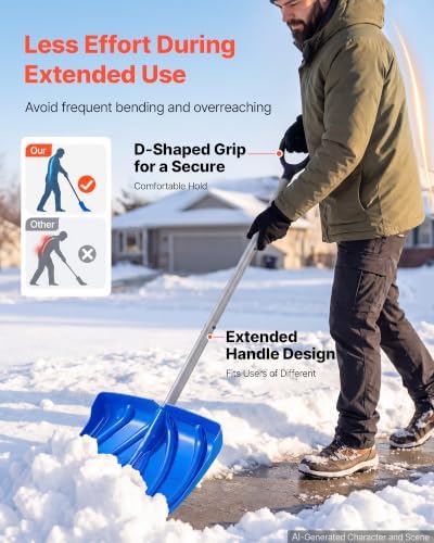 VEVOR 18" Poly Snow Shovel Pusher for Driveway 55” Height