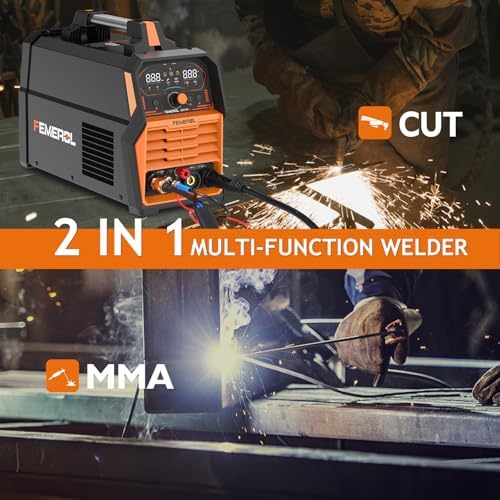 FEMEROL 2 in 1 Plasma Cutter & Stick Welder, Non-High Frequency 60A Plasma Cutting Machine 200A MMA Welder, Large Digital Display Non-Touch Pilot Arc, 110V/220V Dual Voltage Welder Combo