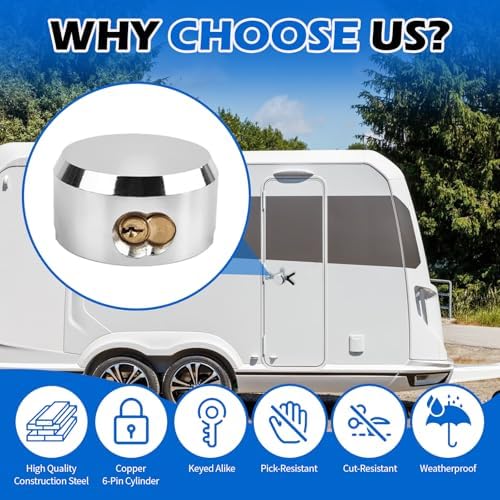 Trailer Lock 3 Pack Keyed, Trailer Door Puck Lock with Work Gloves, 6061 Aluminum Hidden Shackle Hockey Puck Locks for Enclosed Trailers, Trucks, Vans, Sheds, Gates, w/6 Keys