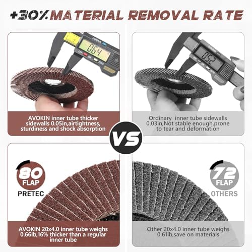4.5 Inch Flap Discs 40 PCS - Assorted Grit 40 60 80 120 Aluminum Oxide Abrasive Grinding Discs, Angle Grinder Sanding Wheels for Metal Wood