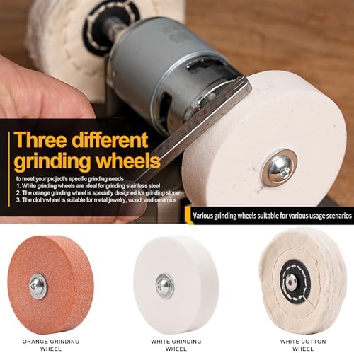 Mini Bench Grinder 3 Wheels, Benchtop Polisher Buffer for Jewelry