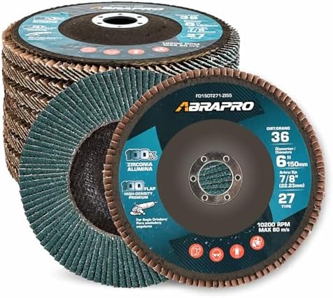 10 Pack 6" x 7/8" Zirconia Flap Discs, T27 Jumbo Grinding Wheel 36 Grit