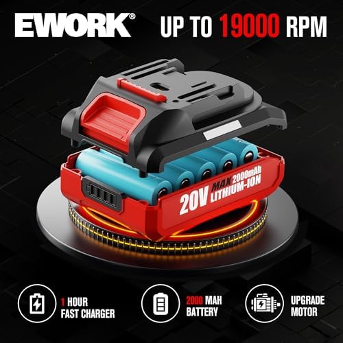 EWORK 20V Small Cordless Leaf Blower with 2 x 2.0Ah Battery and Charger