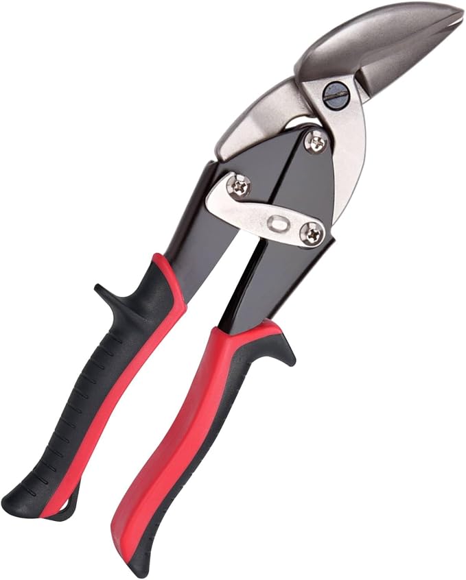 Aviation Tin Snips Set, Straight Heavy Duty Left Tin Cutting Shears, 1 Piece Metal Cutters With Comfort Grips and Safety Latch