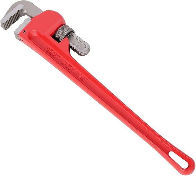 Pipe Wrench 24 Inch, Rigid Pipe Wrench Sets Steel Adjustable | Professional Heavy Duty Hangable Design for Plumbing, Home, Vehicle Repair (24" Red Wrench)