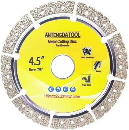 4-1/2 Inch Diamond Cut Off Wheel for Metal, 4.5" Angle Grinder Cutting Grinding Disc on Cast Iron Rebar Steel Carbide Stainless Saw Blades 7/8“ Arbor