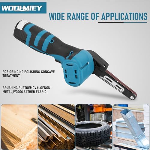 Cordless Belt Sander, 16.8V Lithium Battery, 7000RPM, 15 Sanding Belts(80-1000 Grits), Powerful Motor for Wood, Metal,Curved Surfaces,Long-Lasting Performance, Fast Charging