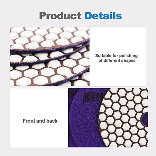 Dry Diamond Polishing Pads - 8pcs 5 inch #30 Sanding Pads Kit for Granite Marble Ceramic Used on Angle Grinder or Polisher