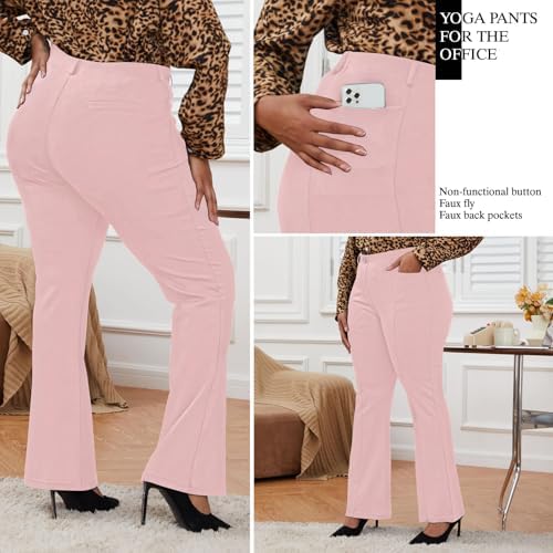 DGD Wrinkle-Free Stretch Dress Pants Plus Size for Women Pull-on Pant Ease into Comfort Office Pant
