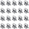 Adjustable Glass Shelf Bracket Pegs 20Pcs Zinc Alloy Frameless Glass Shelf Holder Half Round Cabinet Clamp with Pin Wall Mounted Clips for 3-8mm Glasses (Chrome)
