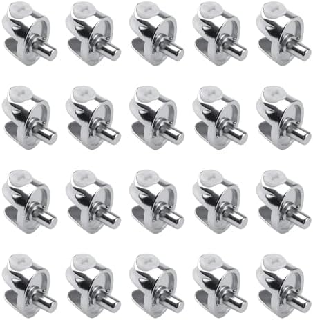 Adjustable Glass Shelf Bracket Pegs 20Pcs Zinc Alloy Frameless Glass Shelf Holder Half Round Cabinet Clamp with Pin Wall Mounted Clips for 3-8mm Glasses (Chrome)