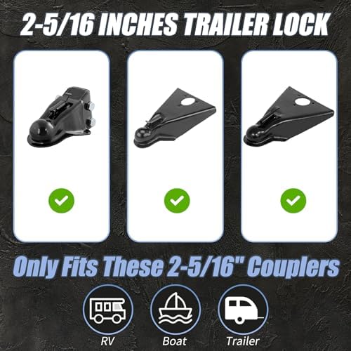 Trailer Hitch Lock, 2-5/16 Inch Coupler, Red