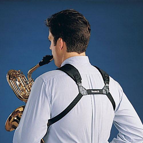 Neotech Soft Harness – Padded Shoulder Harness with Adjustable Strap Hook, Swivel Hook for Saxophone, Baritone & Clarinet Strap – (Small - Black) - Made in the USA