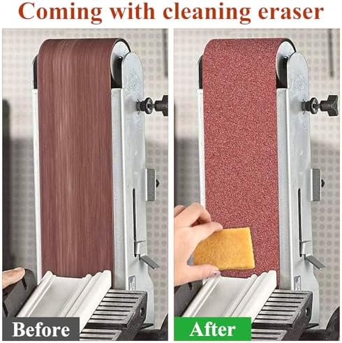 37Pcs 4x36Inch Sanding Belts, Aluminum Oxide Belt Sander(80/100/120/150/240/400 Grit), 6inch No-hole Sanding Disc(80/100/120/180/240/400 Grits) for Power Combination Disc Belt Sanders