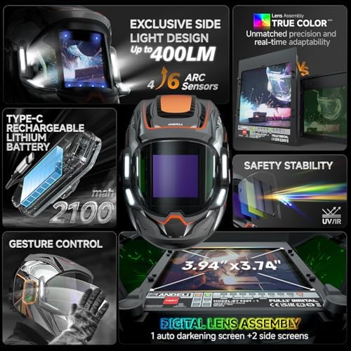 ANDELI Auto Darkening Welding Helmet with Light,with Internal Display