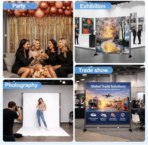 8x8FT Banner Stand, Heavy Duty Step and Repeat Stand, Black