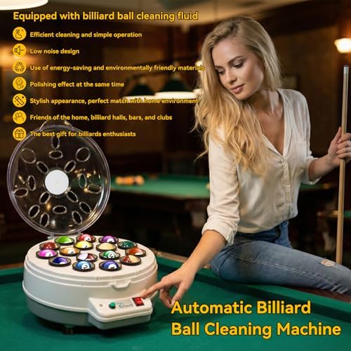Billiard Ball Cleaning Machine, Pool Ball Polishing Cleaning Machine, Automatic 16 Ball Pool Ball Washer & Polisher with Powerful 180W Motor, for American Style Billiards 110V