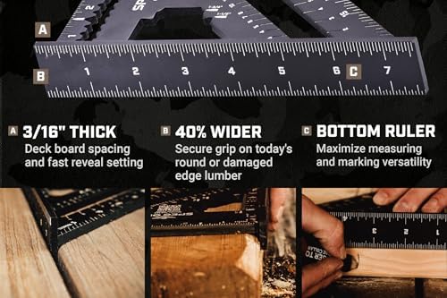 Spec Ops Tools Fury 7.5” Rafter Square with Laser Etched & Stamped Markings, Rapid-Layout Features, Wide Heel, Includes Digital Rafter Calculator & Guide