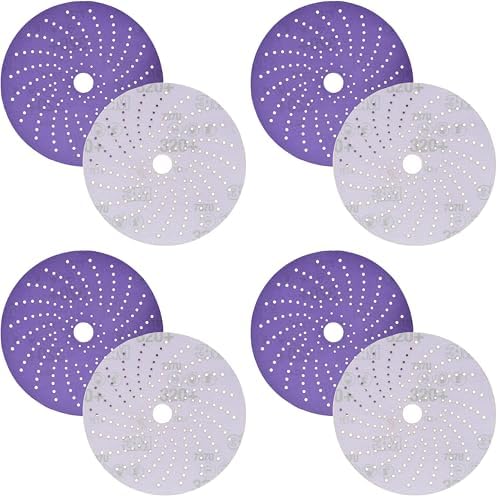 3M Cubitron, Hookit Clean Sanding Abrasive Disc 31483, 6 in, 320+ Grade, Count of 50 Discs, Virtually Dust-Free, Long Lasting, Multi-Hole Pattern, Feather Edging, Stock Removal (Pack of 4)