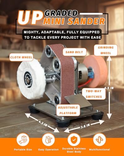 Mini Belt Sander, Electric Small Sander Knife Sharpener, 5"x6.8"x5.5"