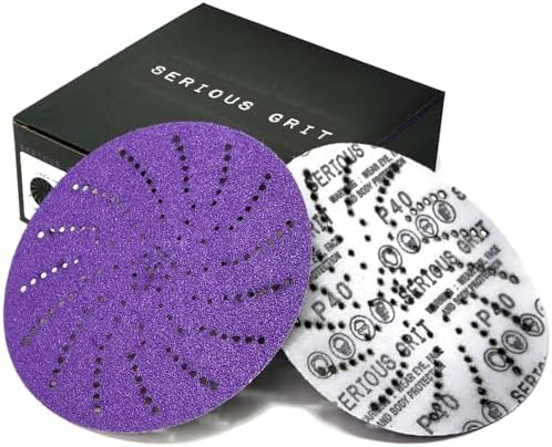 Serious Grit - 6-Inch P40 Grit Ceramic Multi-Hole Sanding Discs - 25 Pack