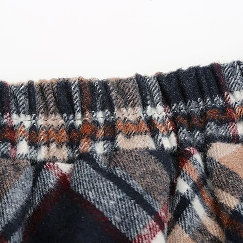 IDEALSANXUN Womens Plaid Wool Skirts Elastic Waist A-Line Pleated Tartan Long Skirts