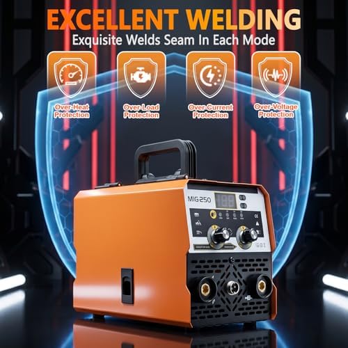 145A MIG Stick Welder,3-in-1 Multiprocess FLUX Core MIG/Lift TIG/Stick Welding Machine- Portable IGBT Synergic Control -LED Display with Welding Helmets and Gloves for Metal Repair & DIY Projects