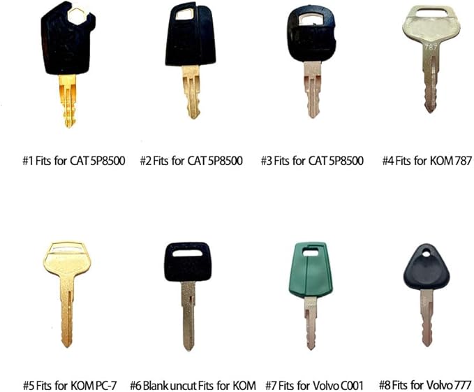 16 key Construction Machine Operator Ignition key set/Heavy Equipment Keys Master Set