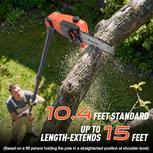 MAXLANDER 2-In-1 8" Pole Saw & 18" Hedge Trimmer, 2×3.0Ah Battery & Charger