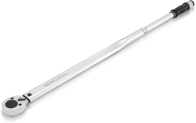 Neiko PRO 03710B 3/4-Inch-Drive Adjustable SAE Torque Wrench with Torque Click Settings of 100–700 Foot-Pound, Made with CrV Steel, 48-Inch Length
