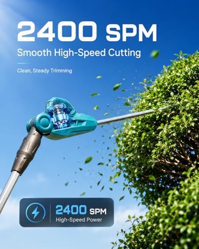 SEESII 20V Pole Hedge Trimmer Cordless, 8.5 FT Reach, Dual 4.0Ah Batteries