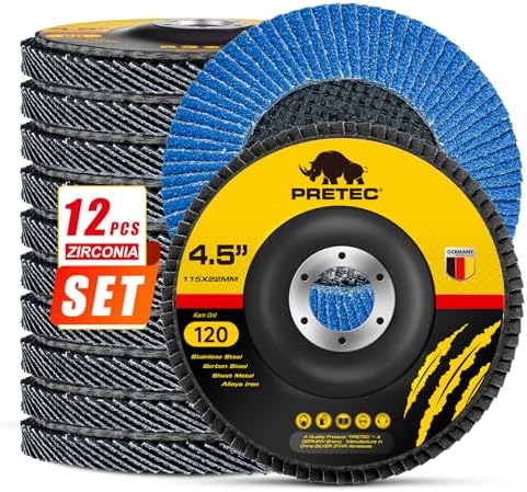 Flap Discs 4 1/2 for Angle Grinder, 12 Pcs Flap Discs 120 Grit, 4.5" x 7/8" High Density Zirconia Type 27 Flap Sanding Disc for Grinding, Rust Removal, Sanding and Finishing - 12 Packs