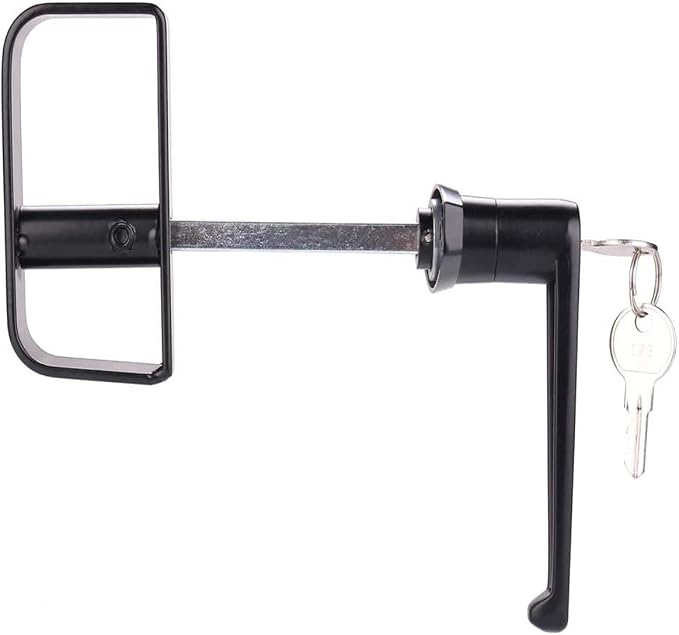 HauSun Shed Door Handle Lock Kit 4-1/2" L Handle with 2 Keys and 2 Screws, 4-1/2" Stem for Shed, Gate, Barn, Garage, Playhouse, Chicken Coop Door Lock and More, Black (L Handle) (Pack of 2)
