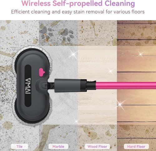VMAI Cordless Electric Mop for Floor Cleaning, Detachable Battery