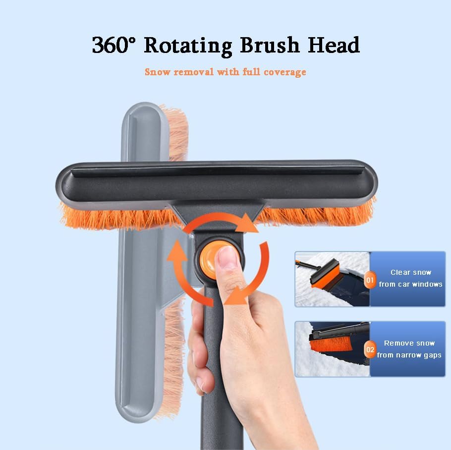 Snow Brush and Ice Scraper for Ram 3500 HD 2010–2025, with Shovel, Extendable Handle, 360° Rotating Head, Detachable Sections, 5-in-1 Car Snow Cleaning Tools