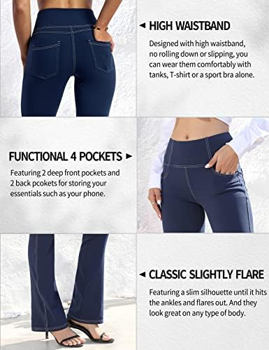 VOOVEEYA Women's Bootcut Leggings - Bootleg Yoga Pants Flare with 4 Pockets