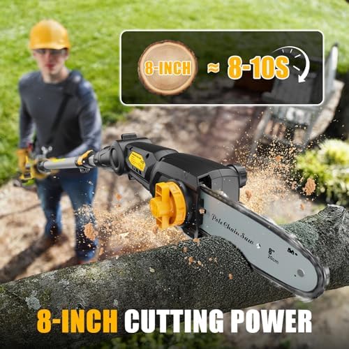 8-Inch Cordless Pole Saw Compatible with Dewalt 20V Max Battery