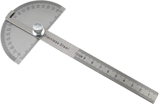 E-outstanding 0-180 Degree Protractor Angle Finder Rotary Arm Measuring Ruler, 100mm Stainless Steel