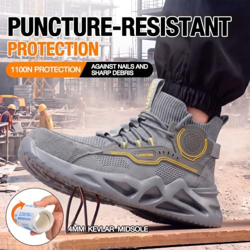 LAoutun Steel Toe Shoes for Men Work Shoes Safety Sneakers Lightweight