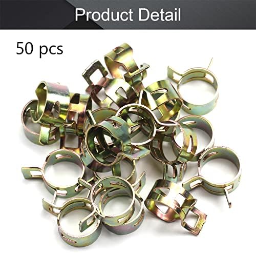 Fielect 50pcs 1/2" / 13mm Spring Band Type Action Hose Pipe Clamp Low Pressure Air Clip Clamp Fasteners Assortment Kit for Plumbing, Automotive and Mechanical