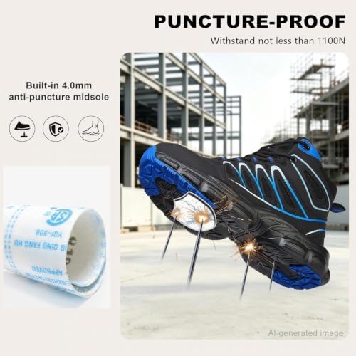 Hogent Steel Toe Shoes for Men Women - Non Slip & Lightweight Work Shoes